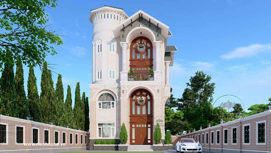 Mẫu biệt thự mái dốc tân cổ điển