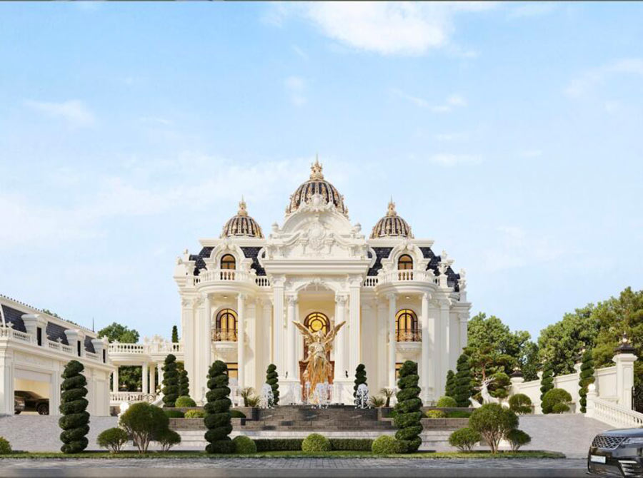 Mẫu thiết kế biệt thự mái vòm có sân vườn rộng