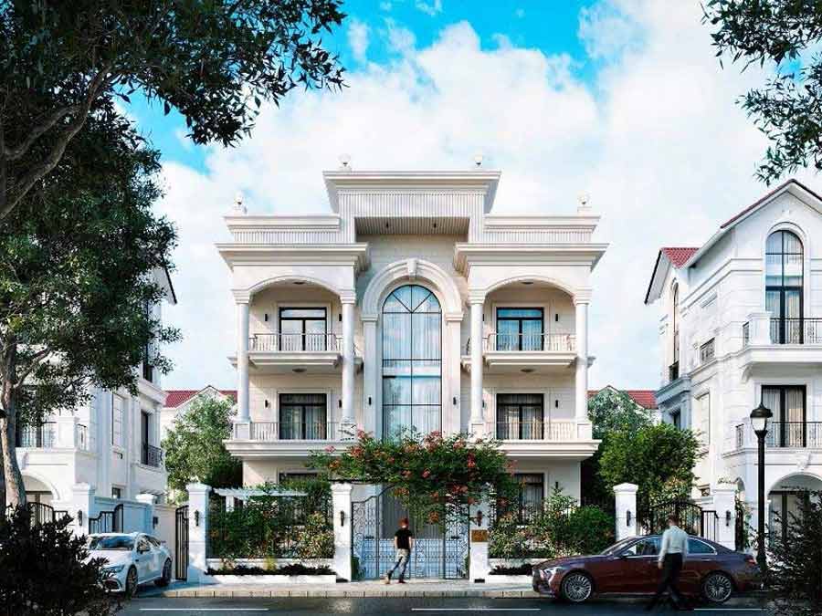 Mẫu thiết kế biệt thự mặt tiền 12m 3 tầng