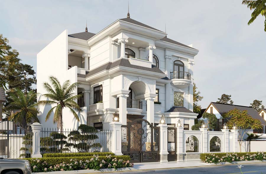 Mẫu thiết kế biệt thự mặt tiền 12m 3 tầng