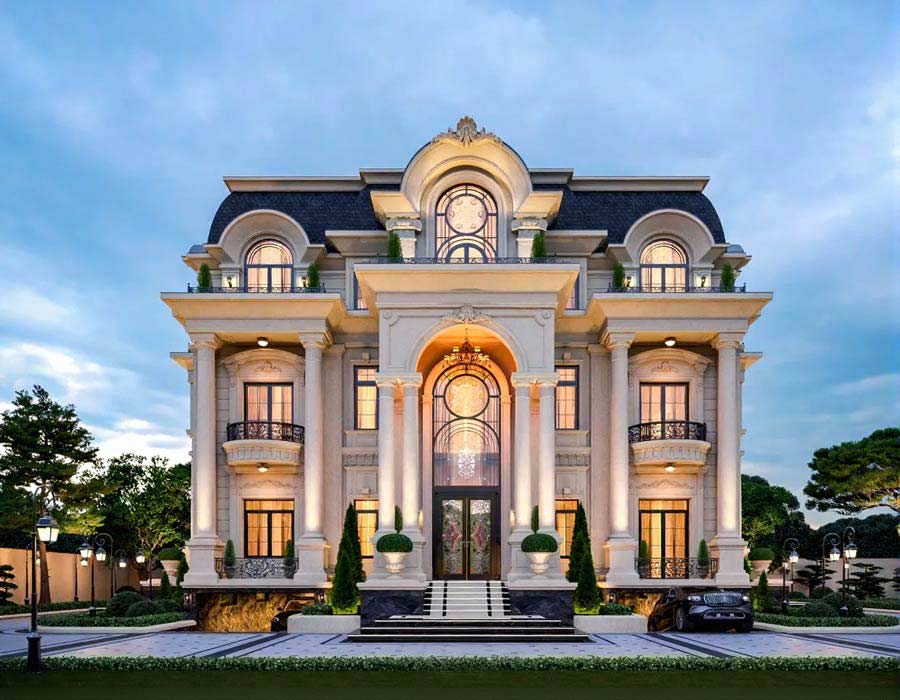 Mẫu thiết kế biệt thự mặt tiền 12m có tầng hầm