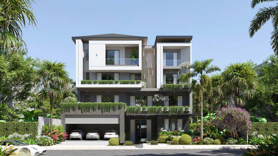 Mẫu thiết kế biệt thự mặt tiền 12m có tầng hầm
