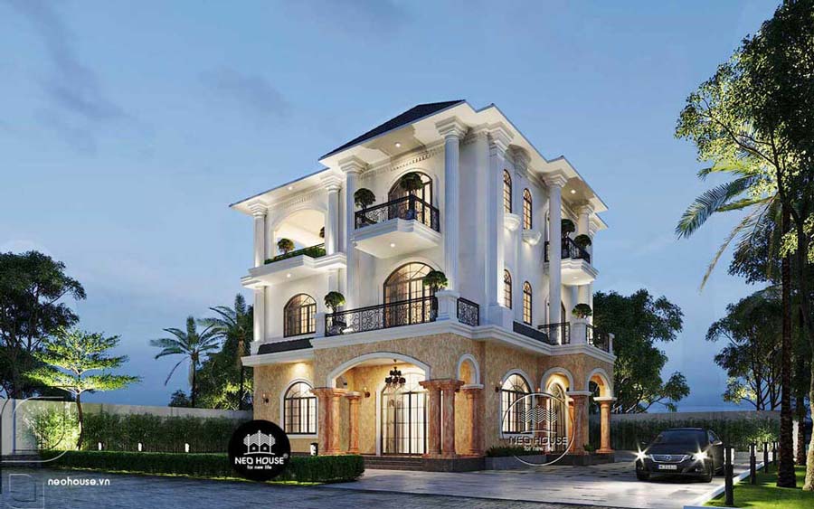 Mẫu thiết kế biệt thự 12m phong cách tân cổ điển