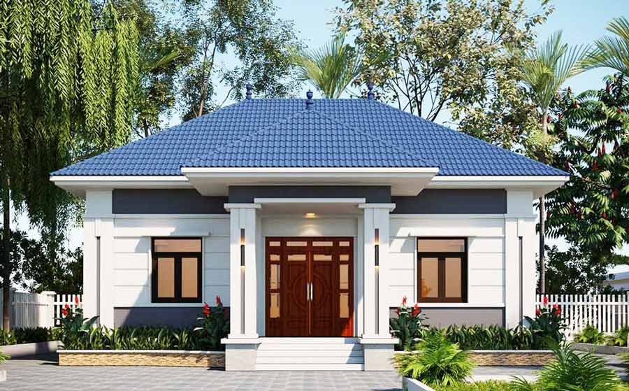 Mẫu biệt thự mini 1 tầng với 2 phòng ngủ