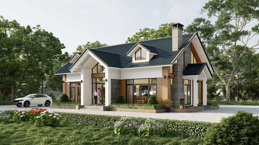 Biệt thự mini 1 tầng 3 phòng ngủ