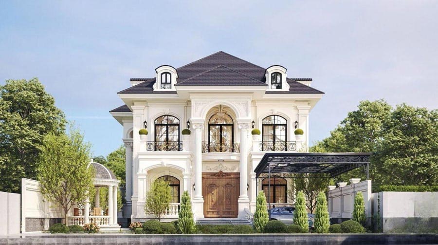 Mẫu biệt thự tân cổ điển 2 tầng 1 tỷ có gara