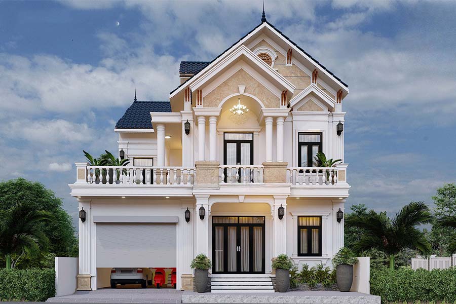 Mẫu biệt thự tân cổ điển 2 tầng 1 tỷ có gara