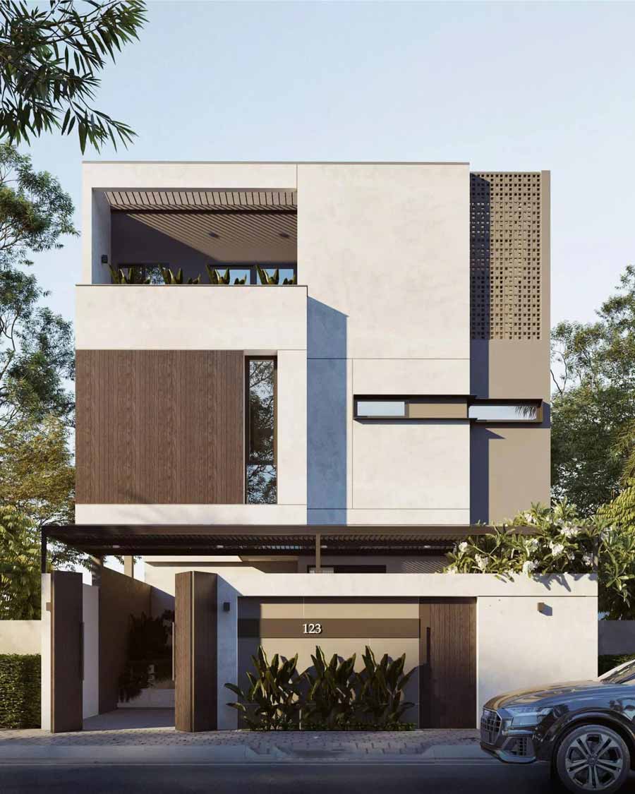 Biệt thự tối giản 3 tầng hình khối vuông vức