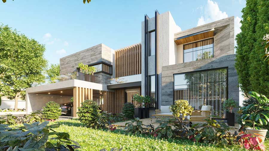 Mẫu nhà biệt thự tối giản có sân vườn rộng