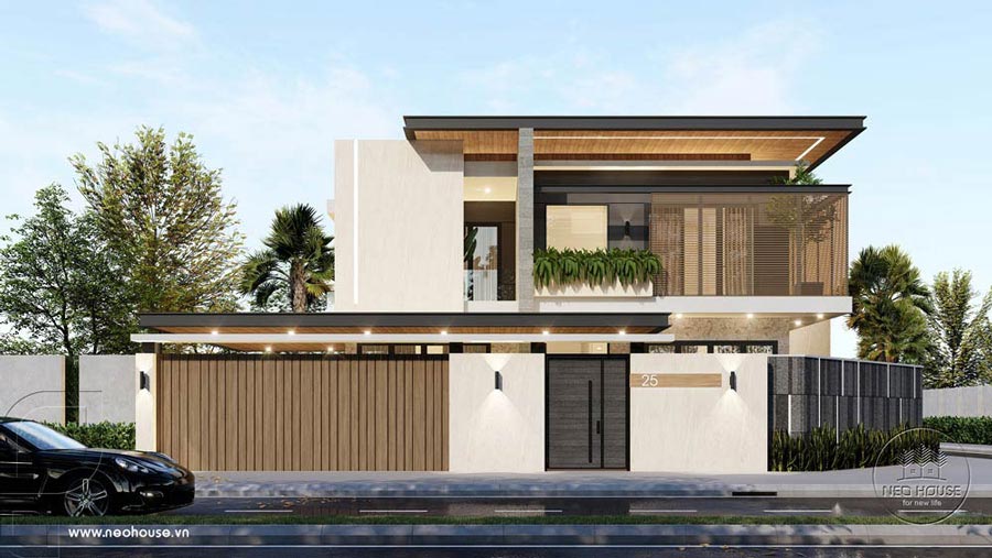 Mẫu biệt thự tối giản mái bằng hiện đại