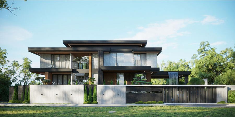 Mẫu biệt thự tối giản mái bằng hiện đại