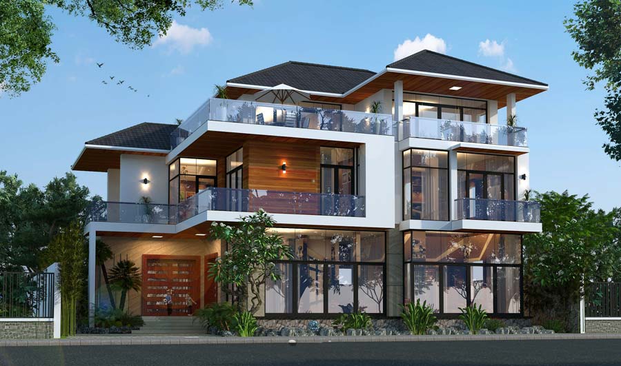 Thiết kế nhà biệt thự 7 tỷ mái nhật tinh tế