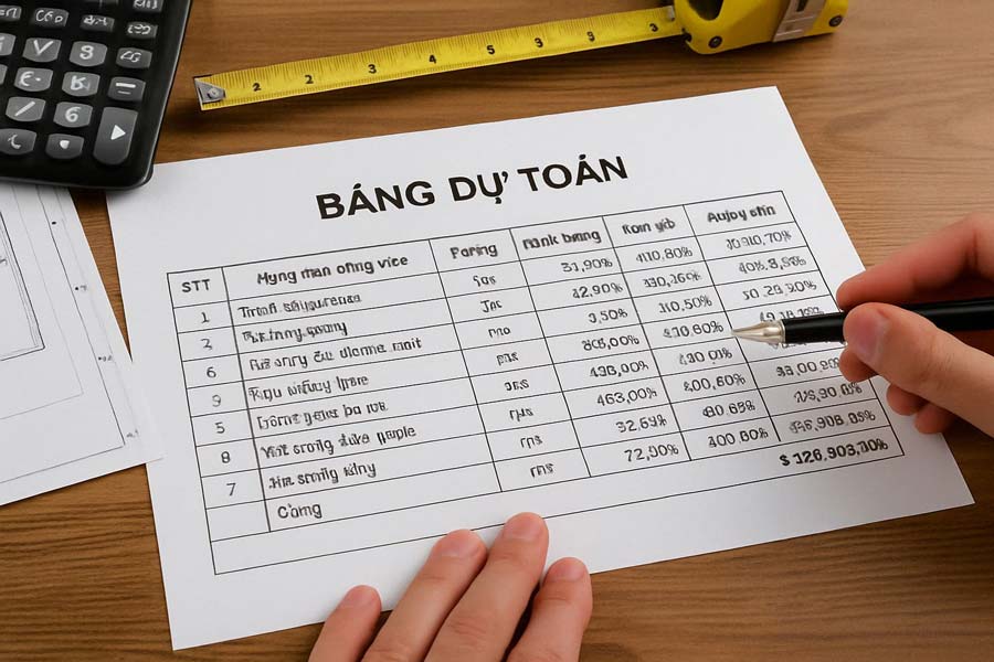 Bước 3: Lập bảng dự toán theo từng giai đoạn