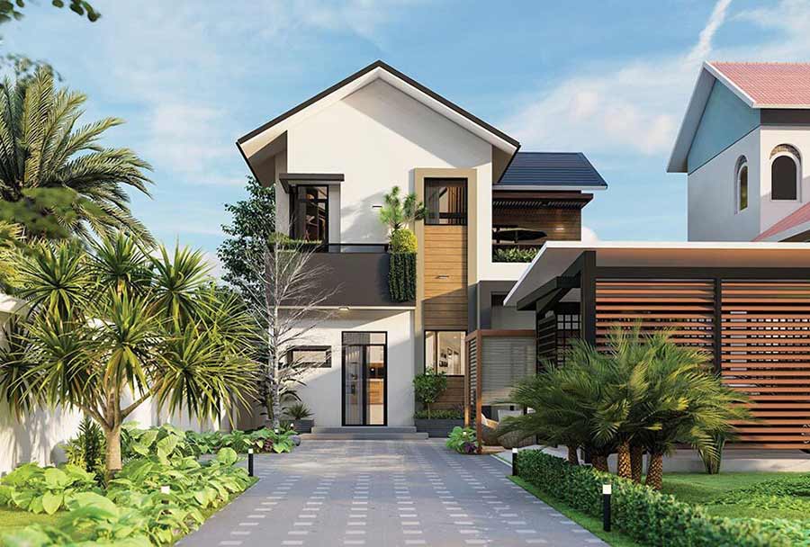 Mẫu nhà 2 tầng đẹp giá 1 tỷ có sân vườn