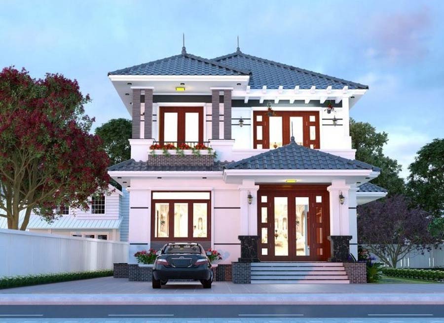 Thiết kế nhà 2 tầng 1 tỷ mái Nhật 