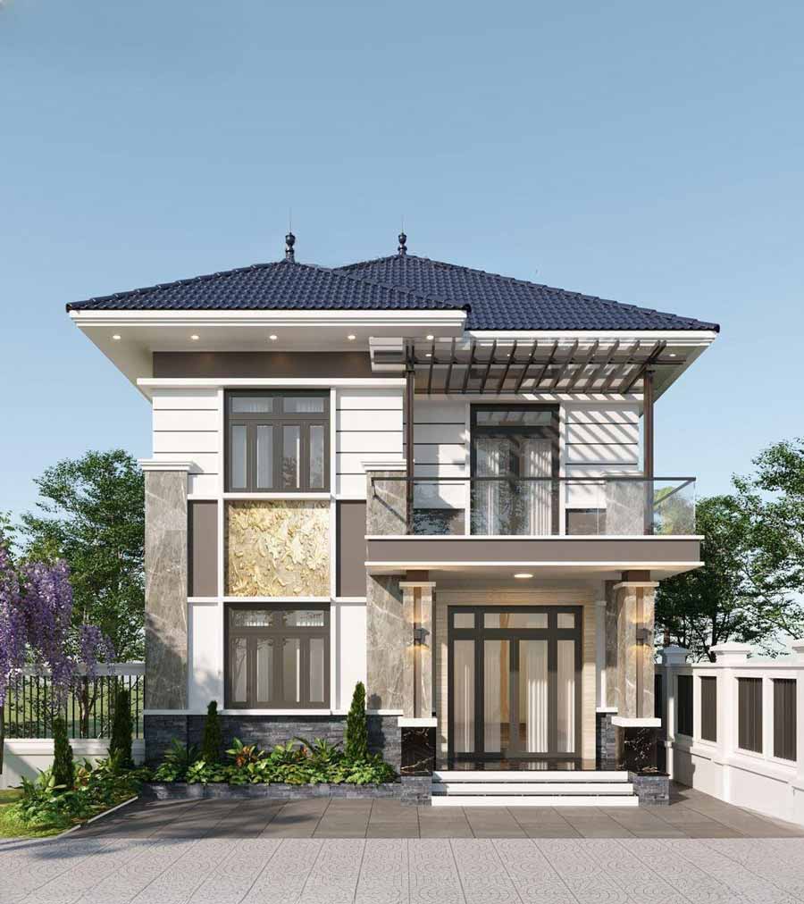 Thiết kế nhà 2 tầng 1 tỷ mái Nhật 