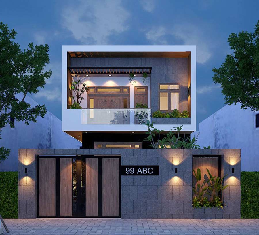 Mẫu nhà 2 tầng đẹp giá 1 tỷ phong cách tối giản