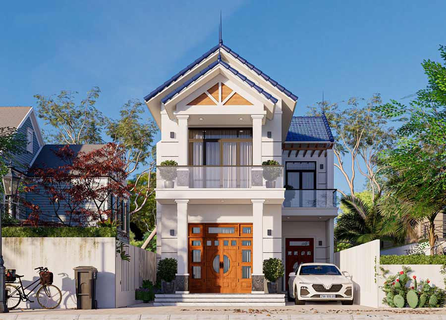 Thiết kế nhà 2 tầng ngang 5m 4 phòng ngủ