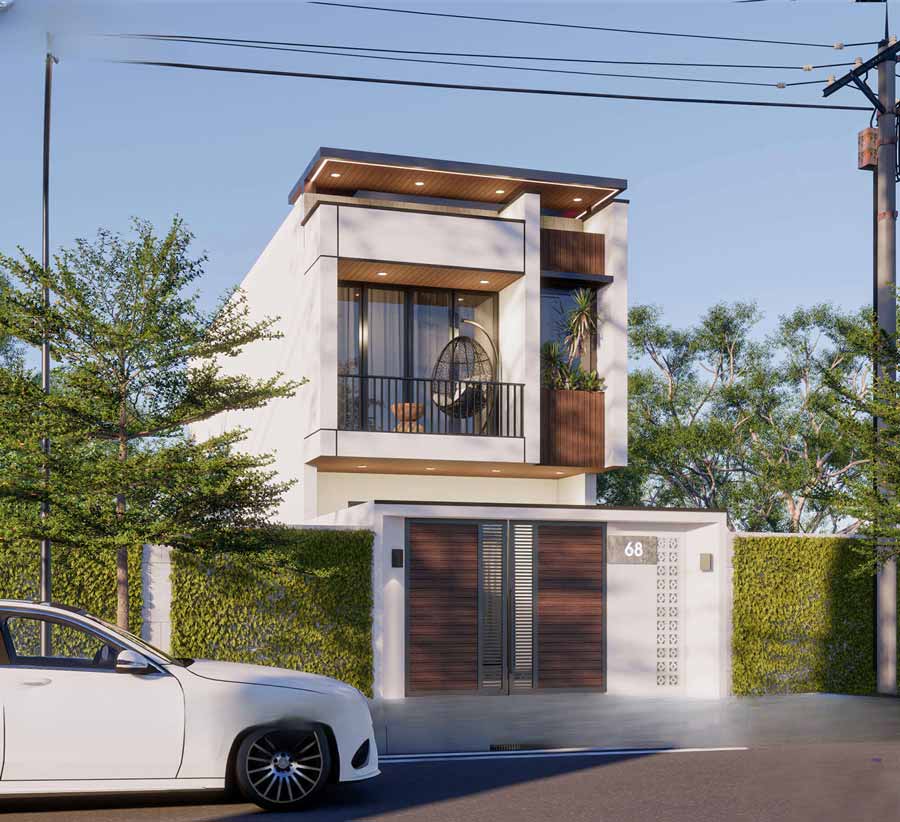 Thiết kế nhà 2 tầng ngang 5m 4 phòng ngủ