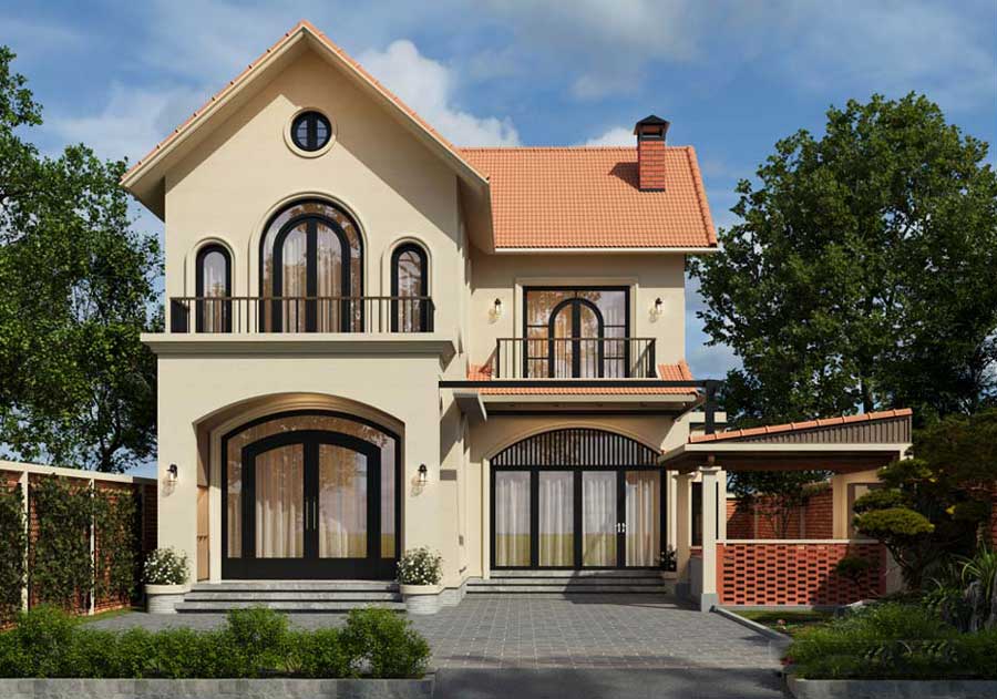 Nhà 2 tầng mặt tiền 5m phong cách Địa Trung Hải