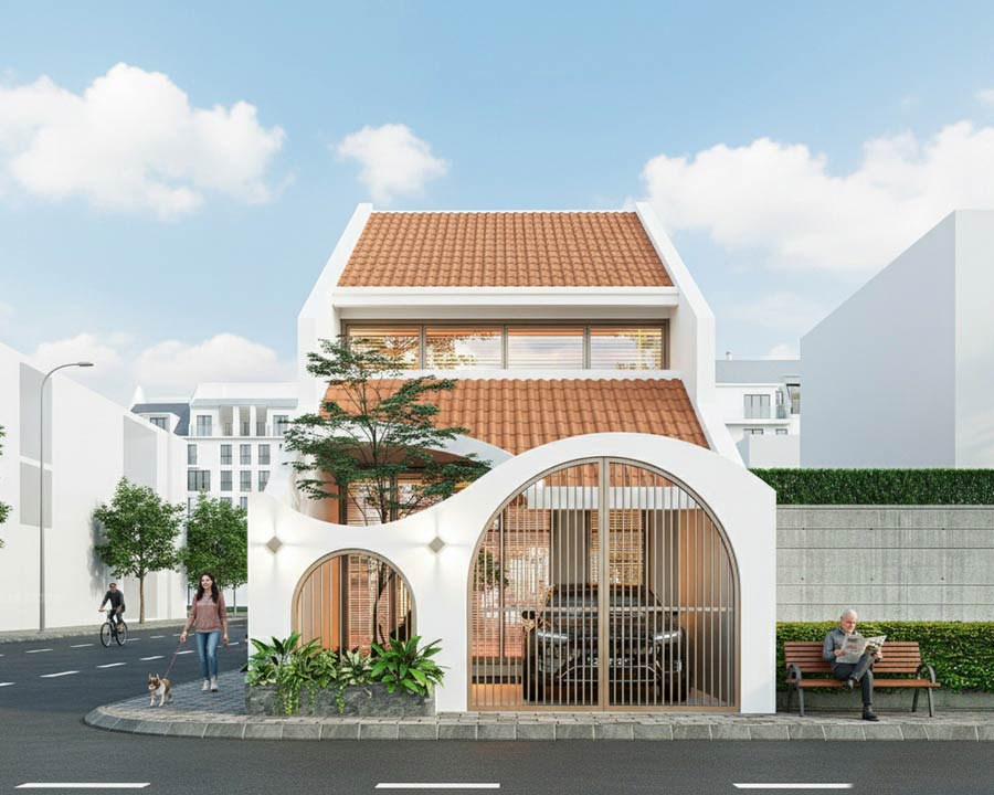 Nhà 2 tầng mặt tiền 5m phong cách Địa Trung Hải