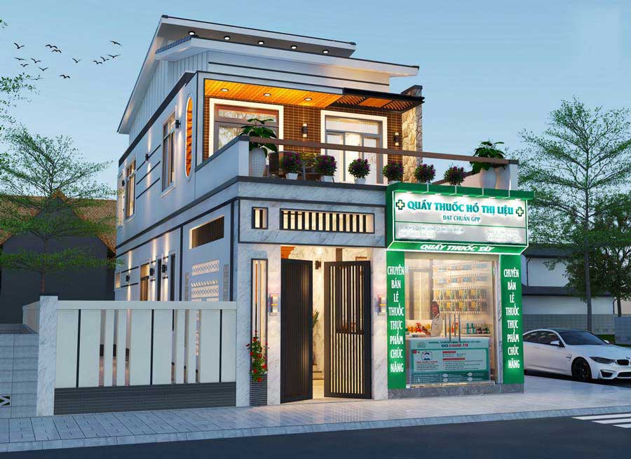 Mẫu nhà mặt tiền 5m 2 tầng kết hợp kinh doanh