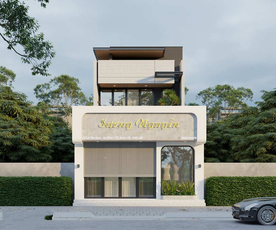 Mẫu nhà mặt tiền 5m 2 tầng kết hợp kinh doanh