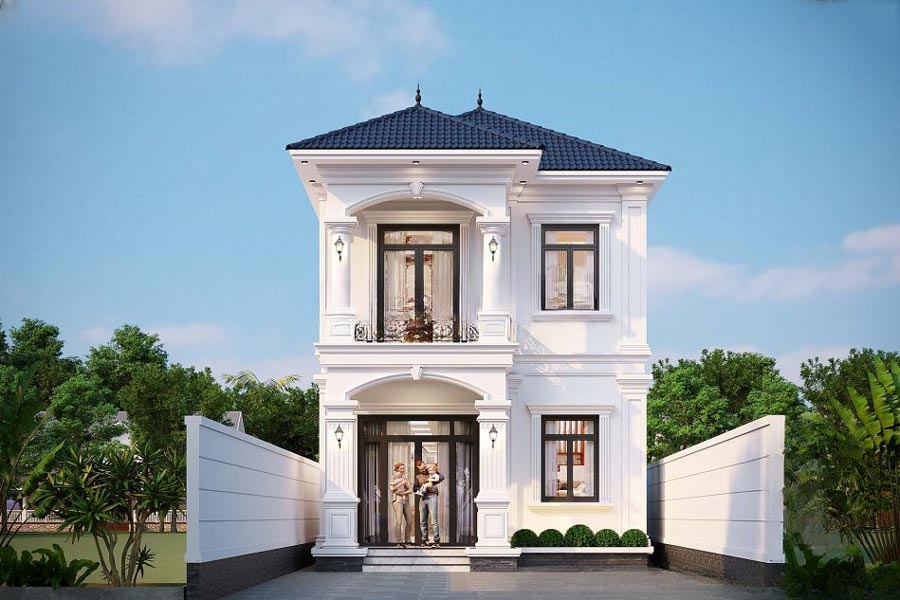 Mẫu nhà mặt tiền 5m 2 tầng tân cổ điển