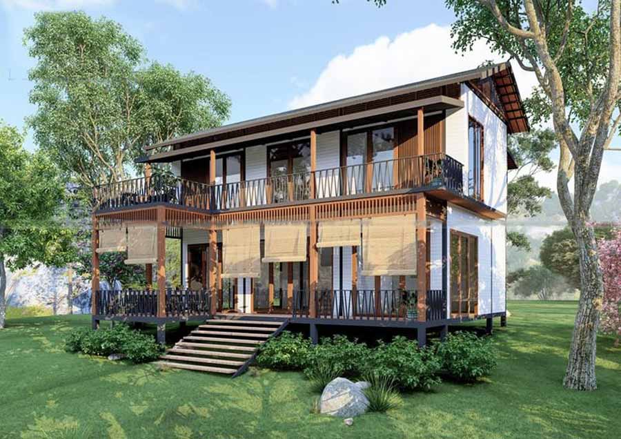 Mẫu nhà 2 tầng lắp ghép 100m2