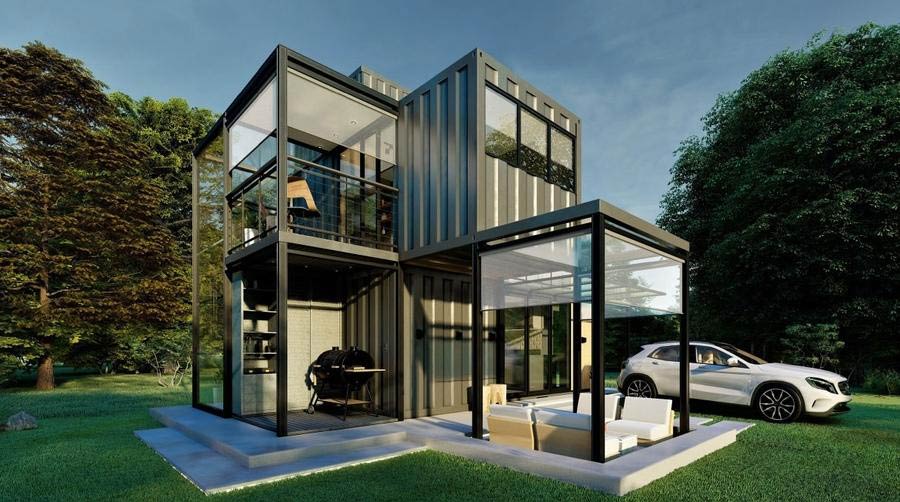 Thiết kế nhà lắp ghép 2 tầng 300 triệu