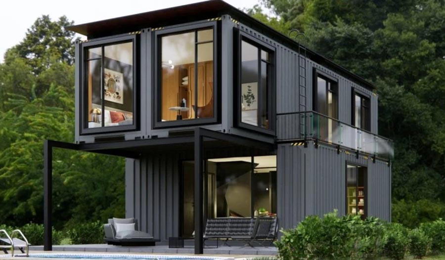 Thiết kế nhà lắp ghép 2 tầng 300 triệu