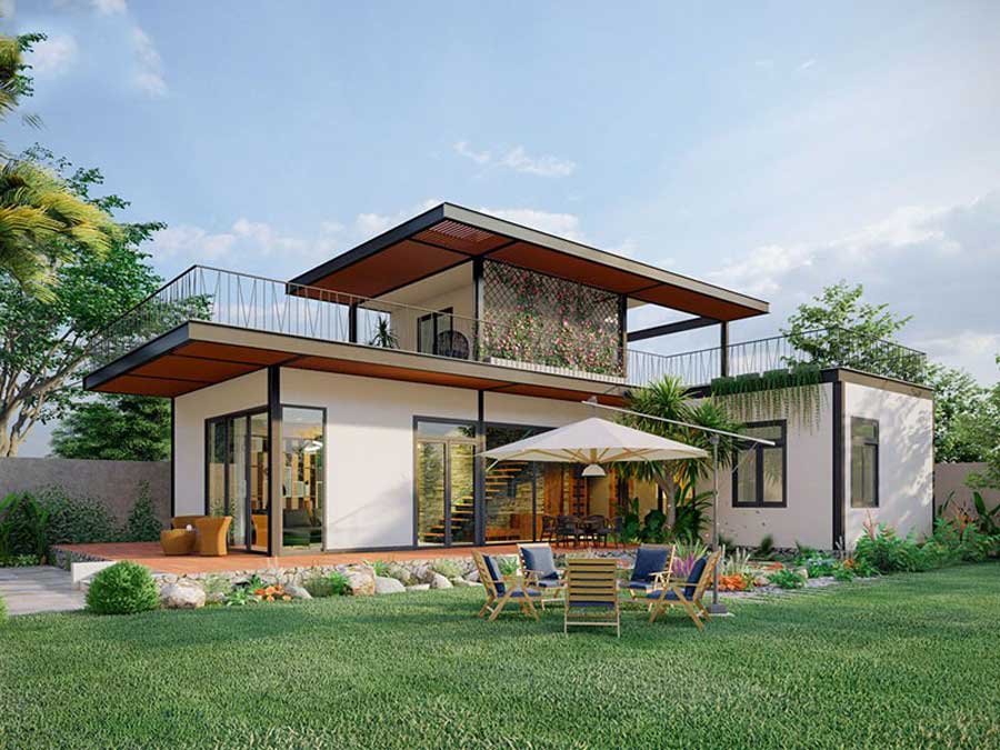 Thiết kế nhà lắp ghép 2 tầng 80m2