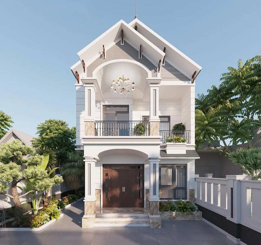 Mẫu nhà vuông 2 tầng 100m2