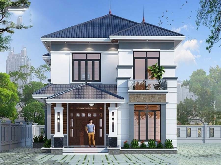 Mẫu nhà vuông 2 tầng 80m2