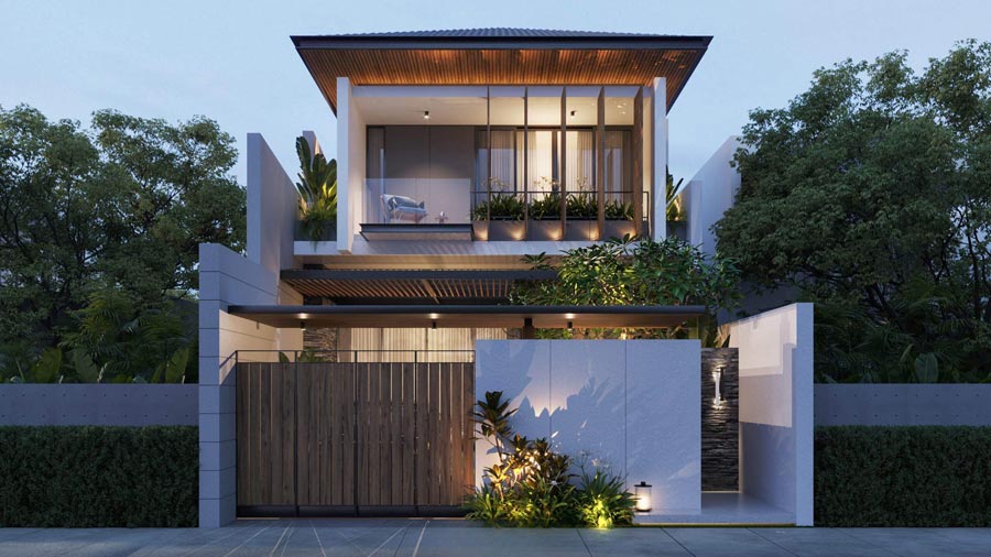 Mẫu nhà vuông 2 tầng 90m2