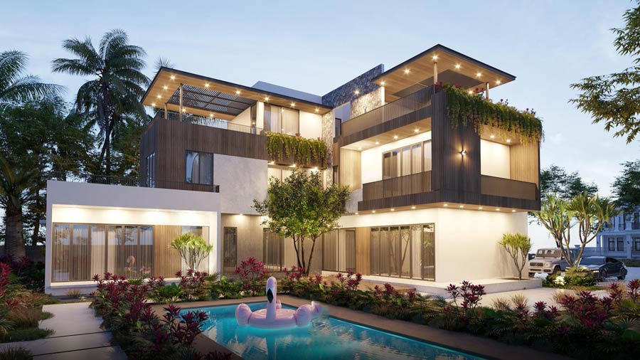 Biệt thự chữ L công năng tối ưu theo khu đất