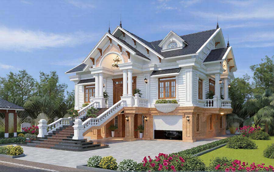 Biệt thự hiện đại có gara ô tô trong nhà