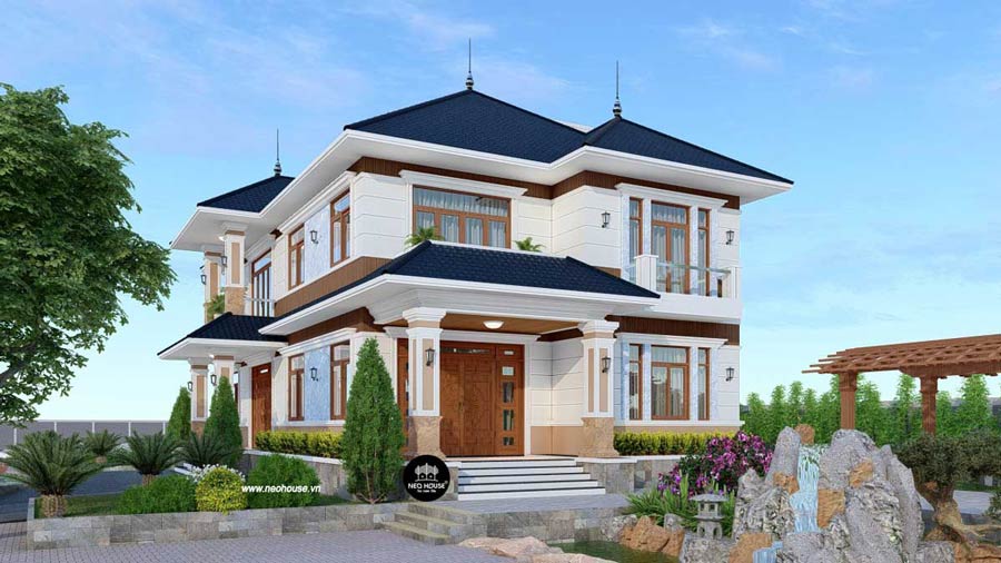Biệt thự mái Nhật tinh tế hợp khí hậu miền Trung