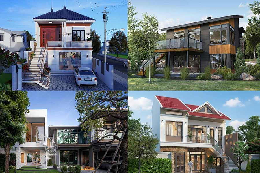 55+ Mẫu Nhà 2 Tầng Cầu Thang Ngoài Trời Đẹp, Ấn Tượng Nhất