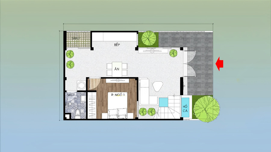 Bản vẽ mặt bằng nhà 1 tầng 40m2 có gác lửng