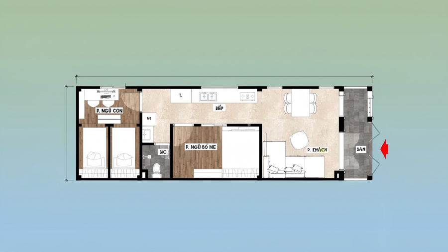 Bản vẽ mặt bằng nhà ống 1 tầng 50m2
