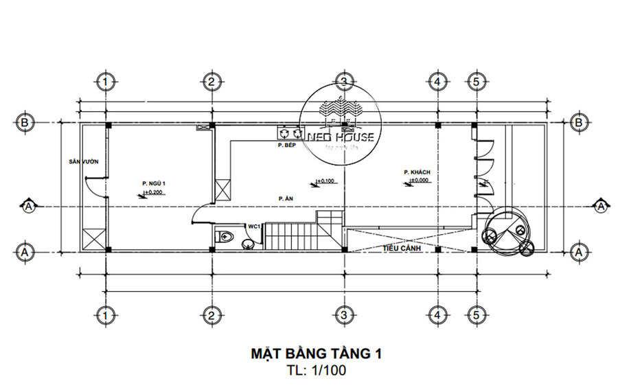 Mẫu thiết kế nhà 2 tầng 3 phòng ngủ có sân vườn