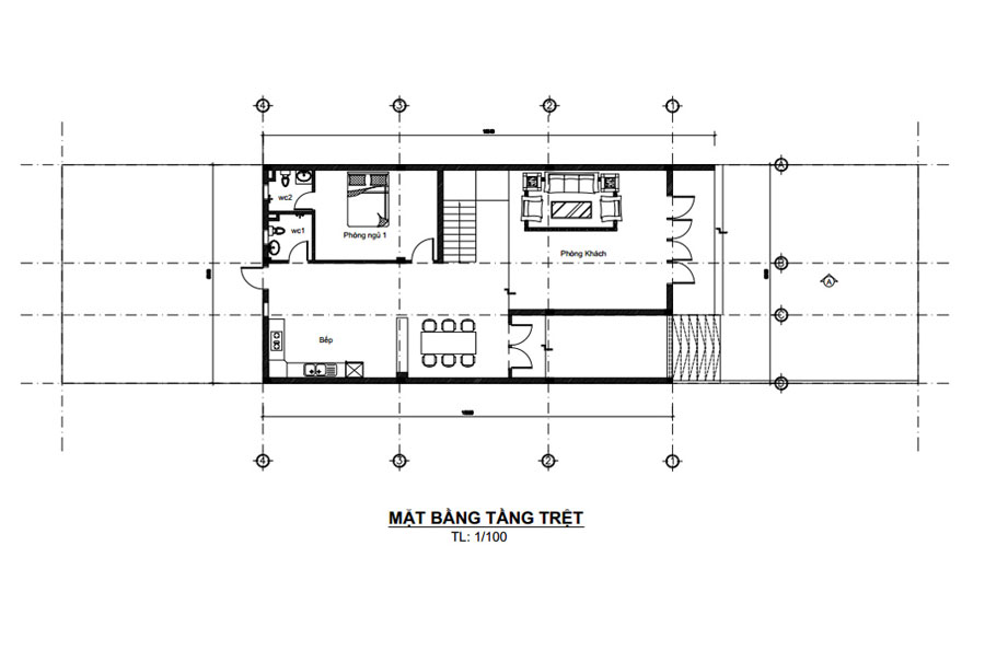 Mẫu nhà 2 tầng 3 phòng ngủ mặt tiền 8m