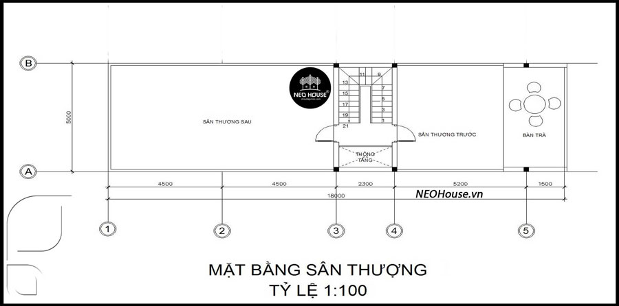 Mẫu thiết kế nhà 2 tầng 3 phòng ngủ có sân thượng