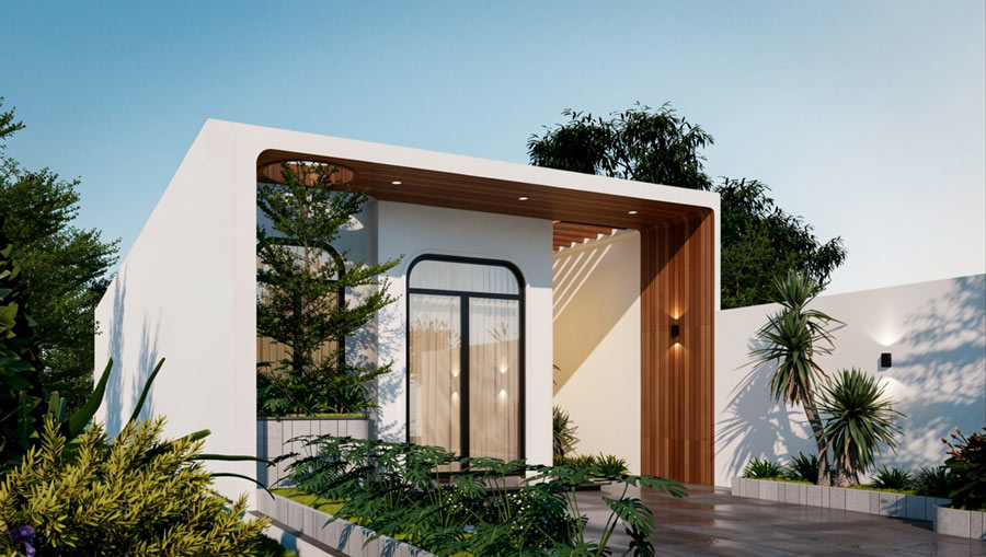 Mẫu nhà phố 6m 1 tầng có gara ô tô