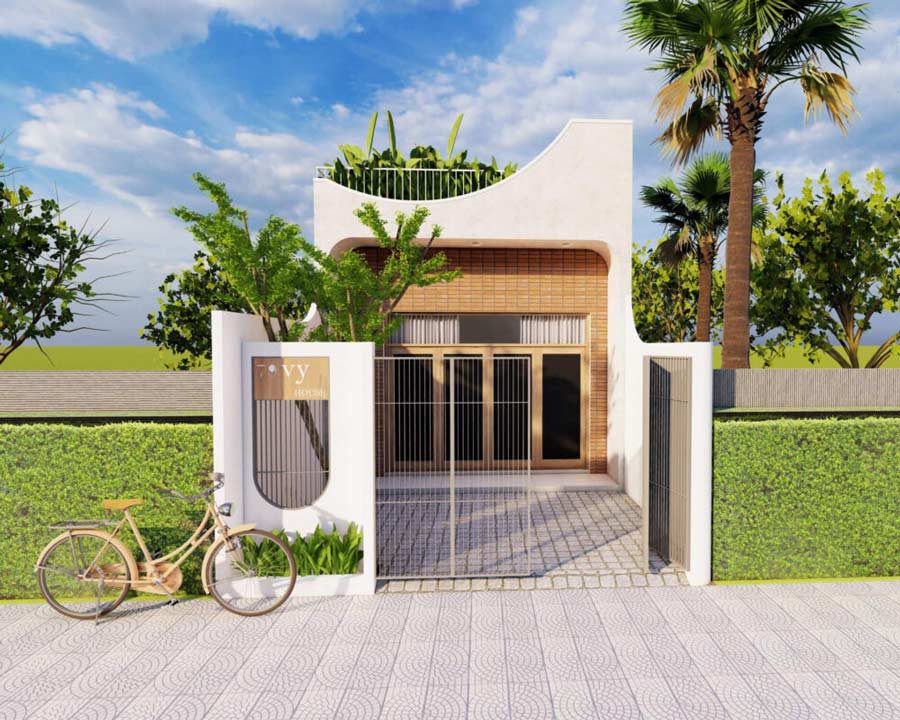 Mẫu mặt tiền nhà phố 4m 1 tầng 2 phòng ngủ
