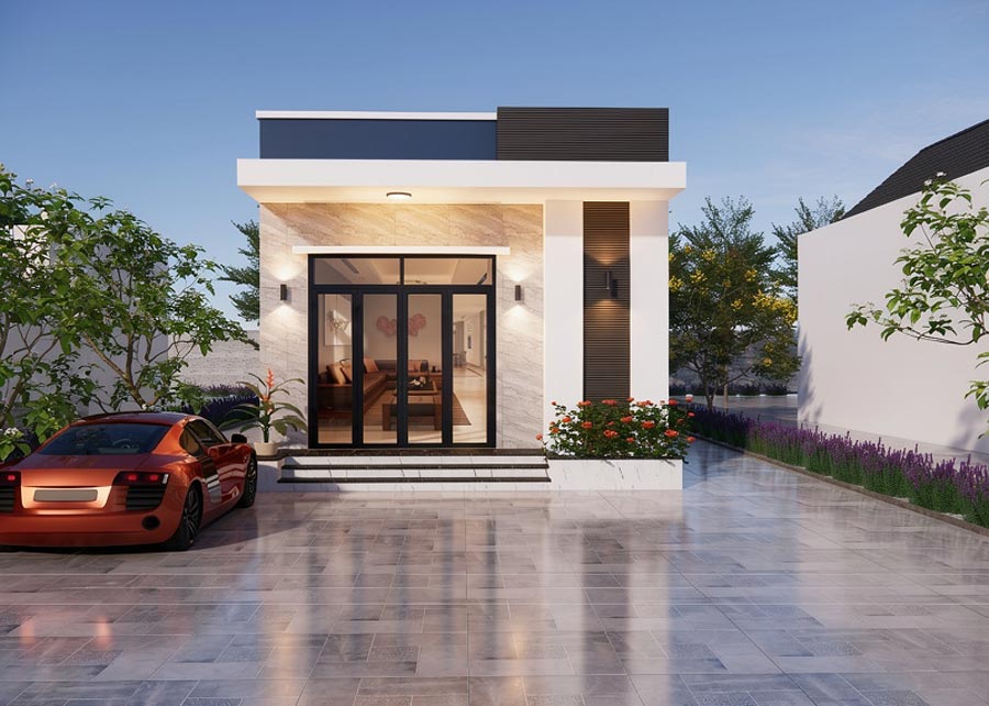 Mẫu mặt tiền nhà phố 4m 1 tầng hiện đại