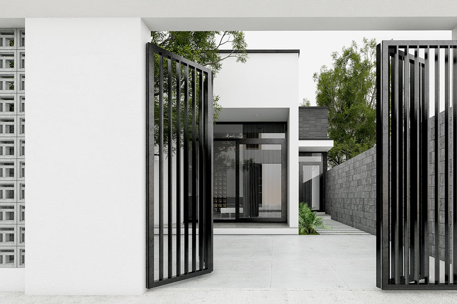 Thiết kế mặt tiền nhà phố 5m 1 tầng có gara