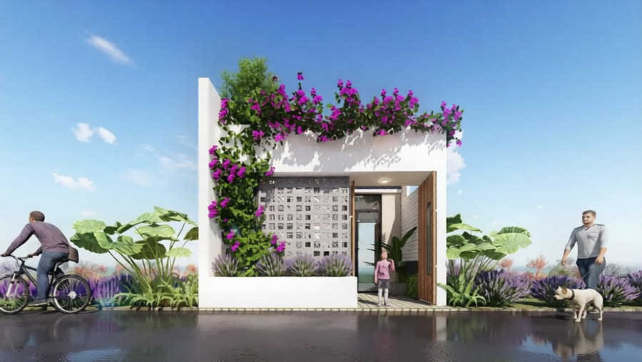 Mẫu mặt tiền nhà phố 5m 1 tầng tối giản