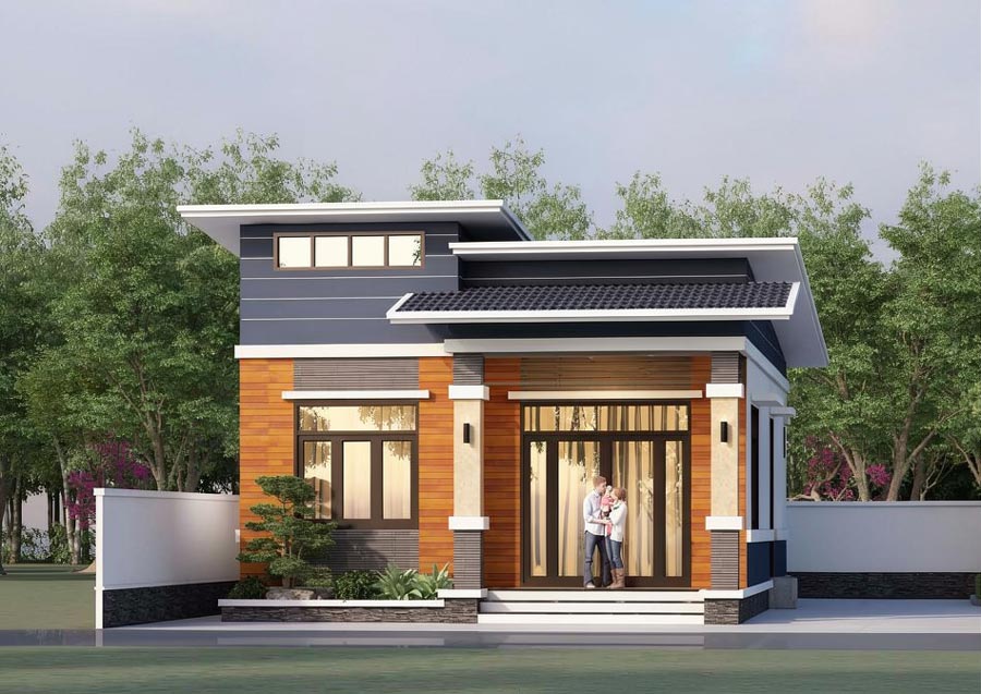 Thiết kế nhà 1 tầng 2 phòng ngủ cho vợ chồng trẻ